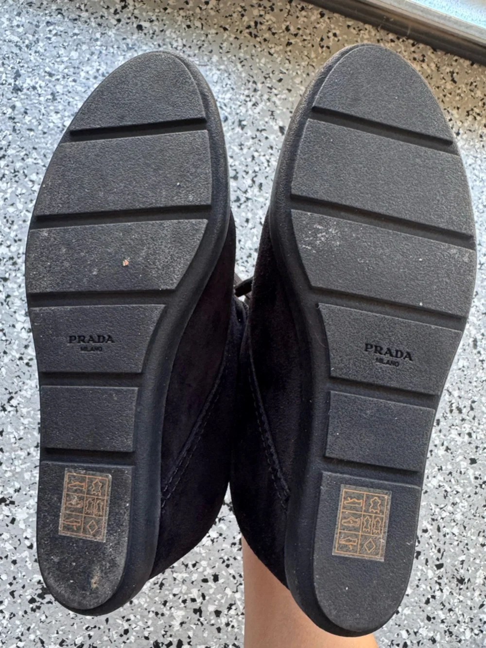 Prada suede black hidden wedge ankle boots women’s 37 pre owned - Picture 9 of 10